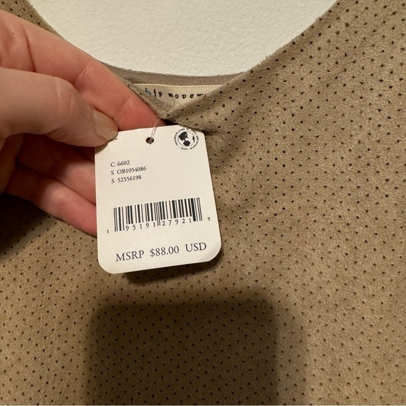 Free people movement faux suede perforated mini dress tan small - Picture 6 of 8